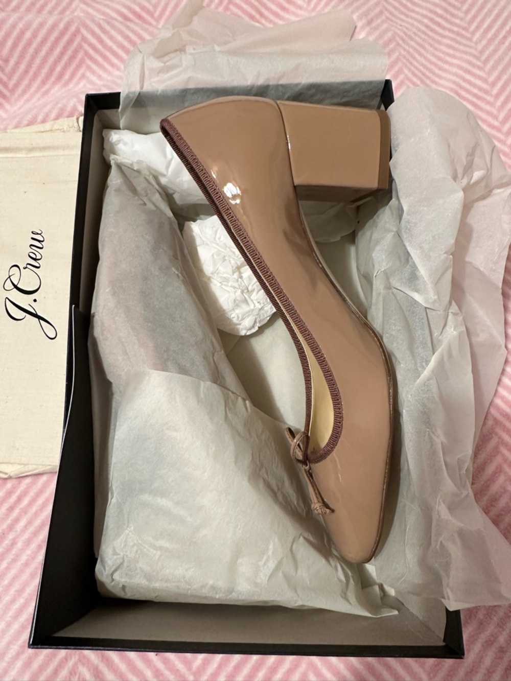 J. Crew Patent Nude Block Heel Ballet Pump